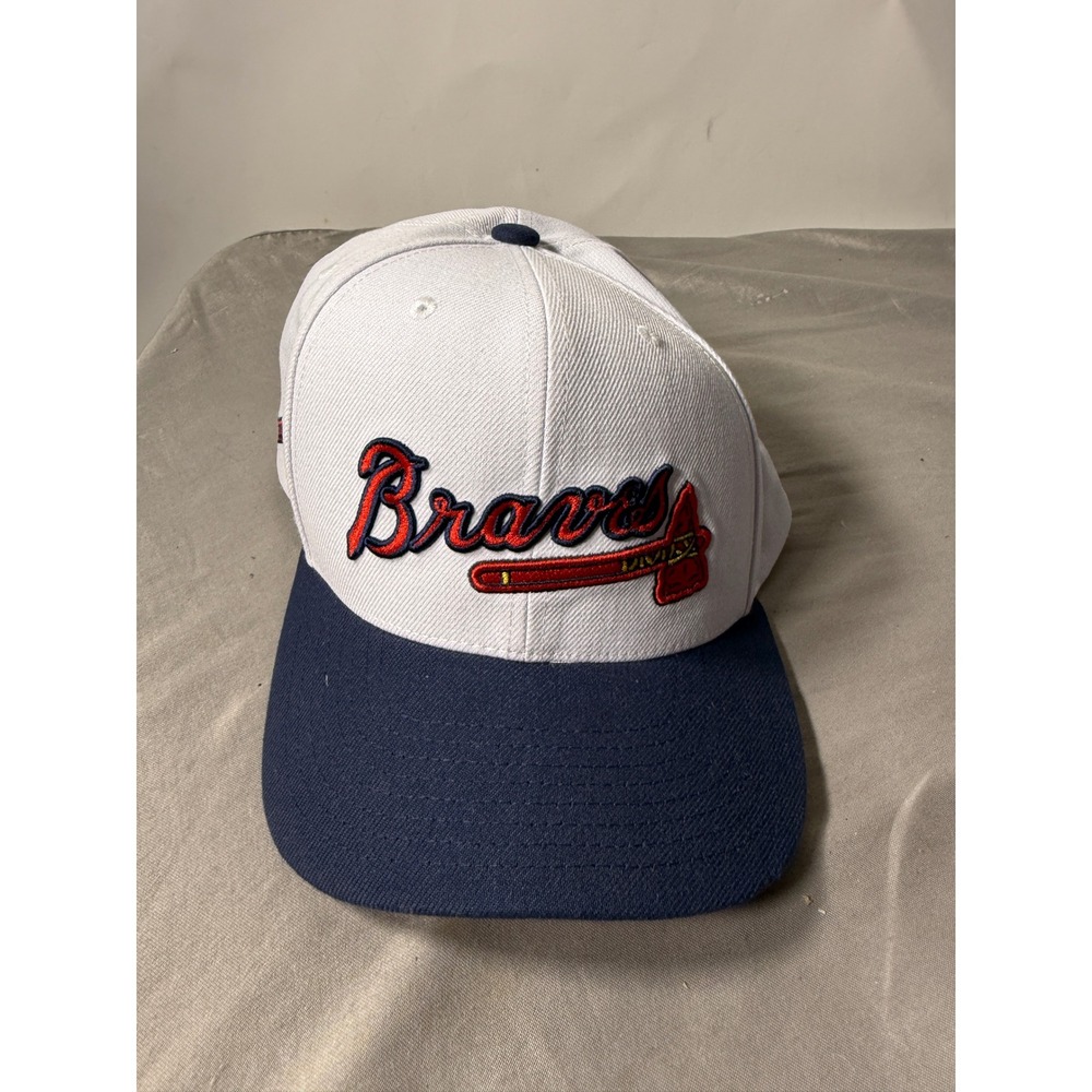 Mitchell & Ness Atlanta Braves Snapback Hat White Navy Blue Tomahawk MLB Cap
